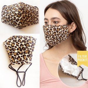 Leopard Reusable 3 Layers Filter Pocket Face Mask